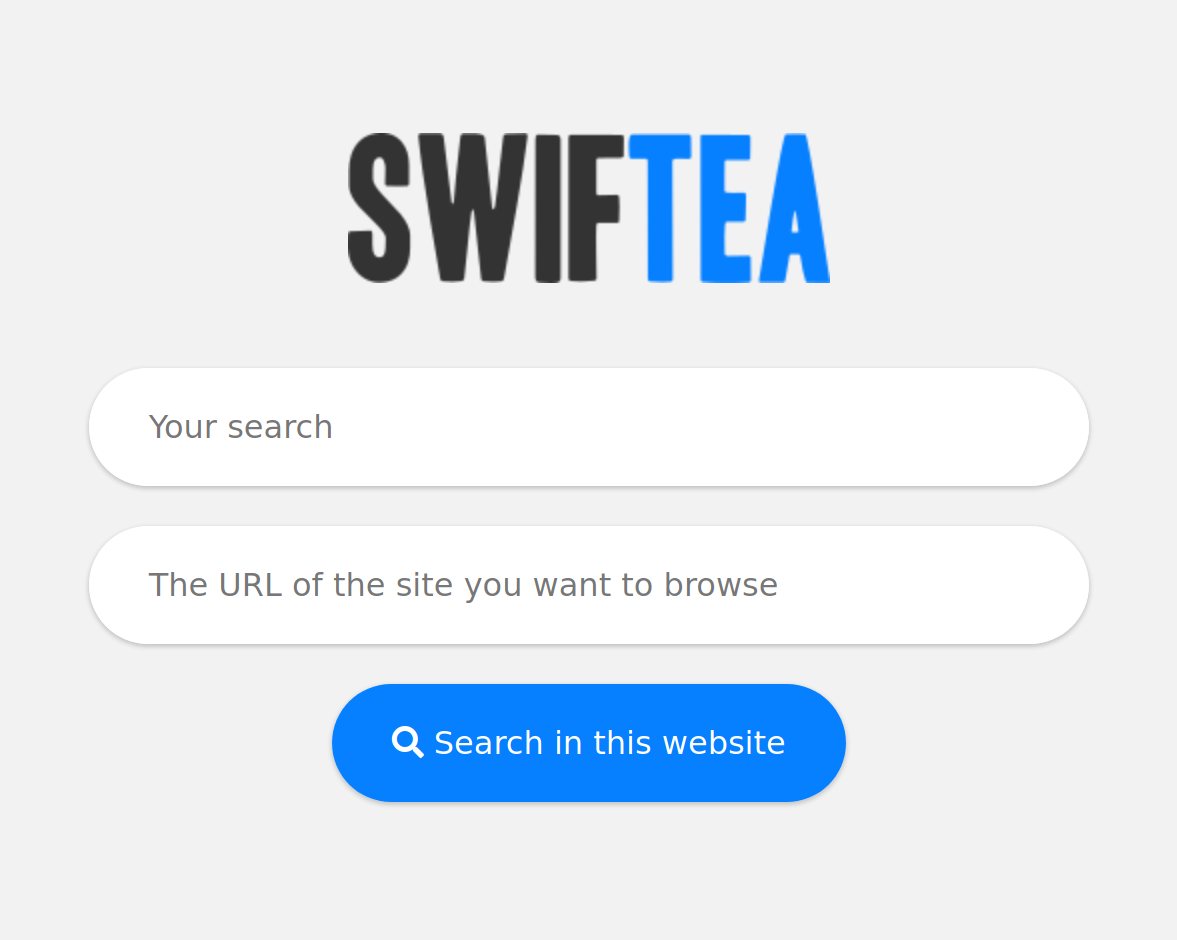 swiftea search engine website screenshot